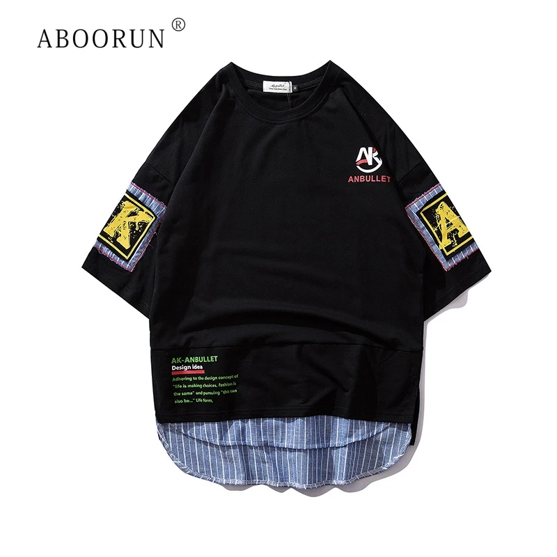 ABOORUN Men's Hip Hop T-Shirt Printed Patchwork Short Sleeve Loose Tees INS Style Original T Shirts for Male x2542
ABOORUN Men's Hip Hop T-Shirt Printed Patchwork Short Sleeve Loose Tees INS Style Original T Shirts for Male x2542