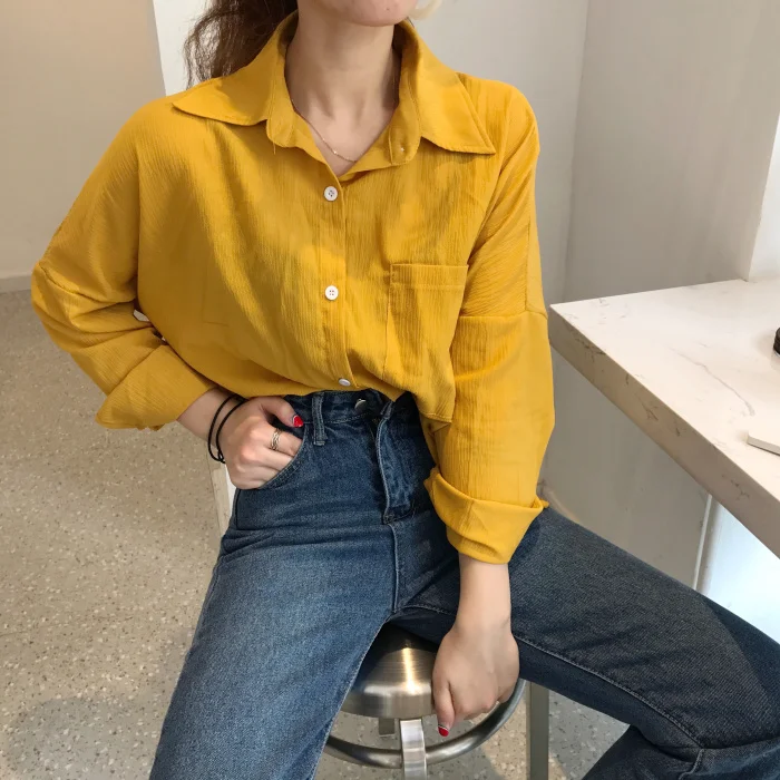 2018 Spring and Summer New Korean Chic Solid Casual Loose Blouse Shirts Students Long Sleeve Lightsoft Basic Blusa Tops
2018 Spring and Summer New Korean Chic Solid Casual Loose Blouse Shirts Students Long Sleeve Lightsoft Basic Blusa Tops