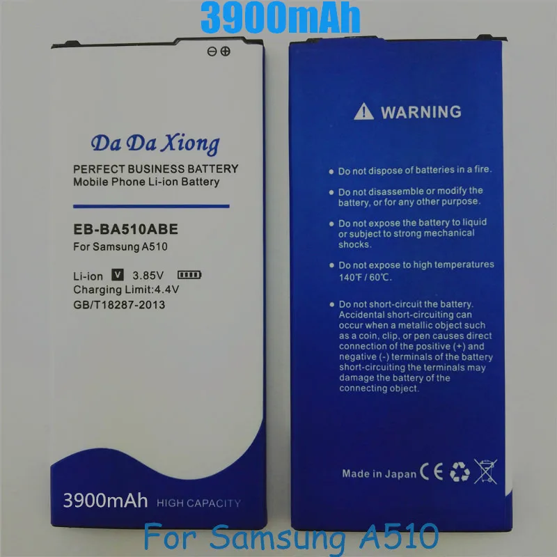 High Capacity 3900mAh EB-BA510ABE Battery for Samsung Galaxy 2016 Edition A510 SM-A510F A5100 A5 A51
High Capacity 3900mAh EB-BA510ABE Battery for Samsung Galaxy 2016 Edition A510 SM-A510F A5100 A5 A51
