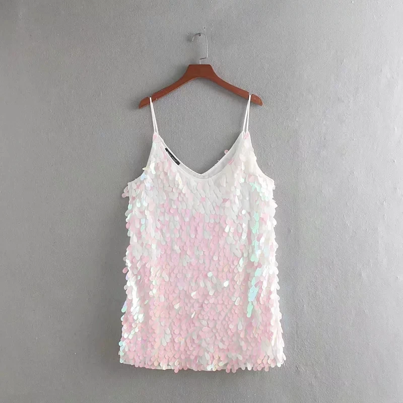 Rainbow Color Sequins Women Sling Mini Dress Leisure Female Sleeveless Dresses Autumn Ladies Loose Streetwear D3158
Rainbow Color Sequins Women Sling Mini Dress Leisure Female Sleeveless Dresses Autumn Ladies Loose Streetwear D3158