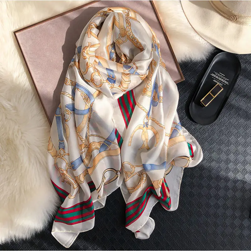 2019 new fashion Chain buckle scarves female outside holiday silk scarf beach beach towel long scarf Oversized wild scarf
2019 new fashion Chain buckle scarves female outside holiday silk scarf beach beach towel long scarf Oversized wild scarf