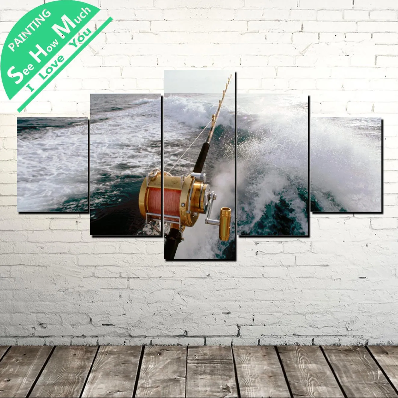 5 Piece Sport Fishing Wall Art Canvas Poster and Print Painting Decorative Picture Home Decor | Дом и сад