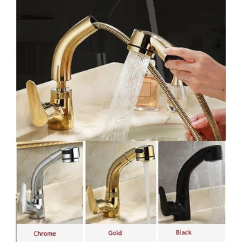 Gold Black Chrome Brass Single Handle Pull Out Sprayer Kitchen Sink Cold Hot Mixing Faucet,Pull Down Pull-Out Kitchen Faucet
Gold Black Chrome Brass Single Handle Pull Out Sprayer Kitchen Sink Cold Hot Mixing Faucet,Pull Down Pull-Out Kitchen Faucet