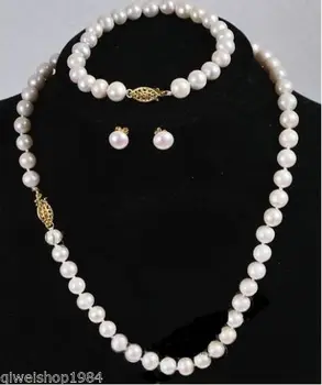 8-9MM Genuine White Akoya Cultured Pearl bracelets necklace 18" earrings set shipping free
8-9MM Genuine White Akoya Cultured Pearl bracelets necklace 18" earrings set shipping free