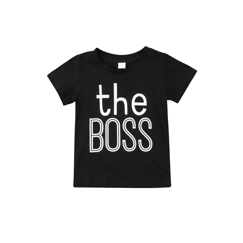 Fashion Active Casual Toddler Baby Boys Cotton Short Sleeve O-Neck Pullover The Boss Print Black T-Shirt Outfit Summer 0-5Y
Fashion Active Casual Toddler Baby Boys Cotton Short Sleeve O-Neck Pullover The Boss Print Black T-Shirt Outfit Summer 0-5Y