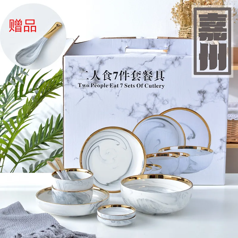 Ceramic Spoon Nordic 2 Person Tableware Set Home Ceramic Bowl Plate Phnom Penh Marble Pattern Bowl Set
Ceramic Spoon Nordic 2 Person Tableware Set Home Ceramic Bowl Plate Phnom Penh Marble Pattern Bowl Set