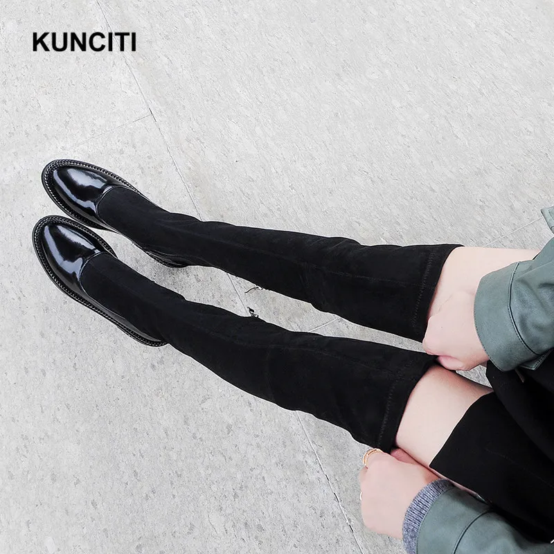 2019 KUNCITI Black Thigh High Boots Autumn Winter Fashion Women Shoes Med Chain Heel Over The Knee Designer Long Botas Mujer B03
2019 KUNCITI Black Thigh High Boots Autumn Winter Fashion Women Shoes Med Chain Heel Over The Knee Designer Long Botas Mujer B03