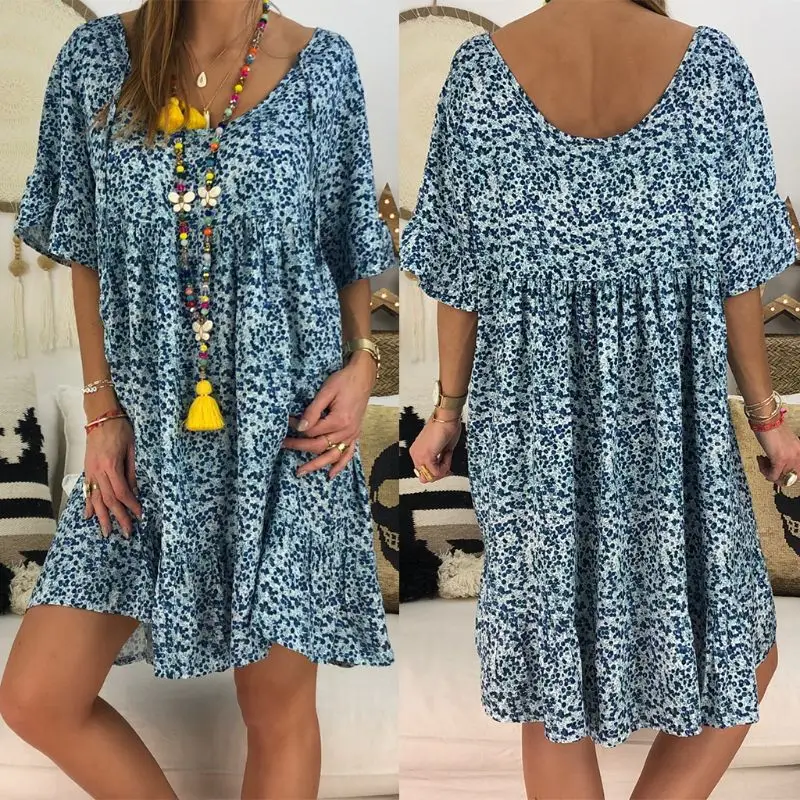 Women 2019 Vintage Floral Print Loose Short Sleeve Dress Shirt Plus Size Loose Summer Beach Dress
Women 2019 Vintage Floral Print Loose Short Sleeve Dress Shirt Plus Size Loose Summer Beach Dress