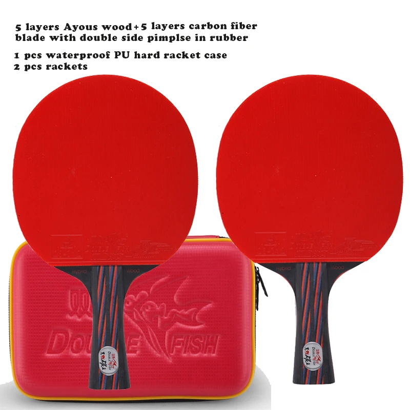 2 rackets 1 racket case New Double Fish Red-Black Carbon fiber Table tennis racket paddle ITTF approved rubber loop fast attack
2 rackets 1 racket case New Double Fish Red-Black Carbon fiber Table tennis racket paddle ITTF approved rubber loop fast attack