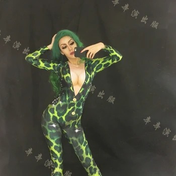 Female Costume Novelty Bodysuit Shining Stone Green Crystal Sexy Jumpsuit Women's Outfit Stage Party Performance Wear
Female Costume Novelty Bodysuit Shining Stone Green Crystal Sexy Jumpsuit Women's Outfit Stage Party Performance Wear