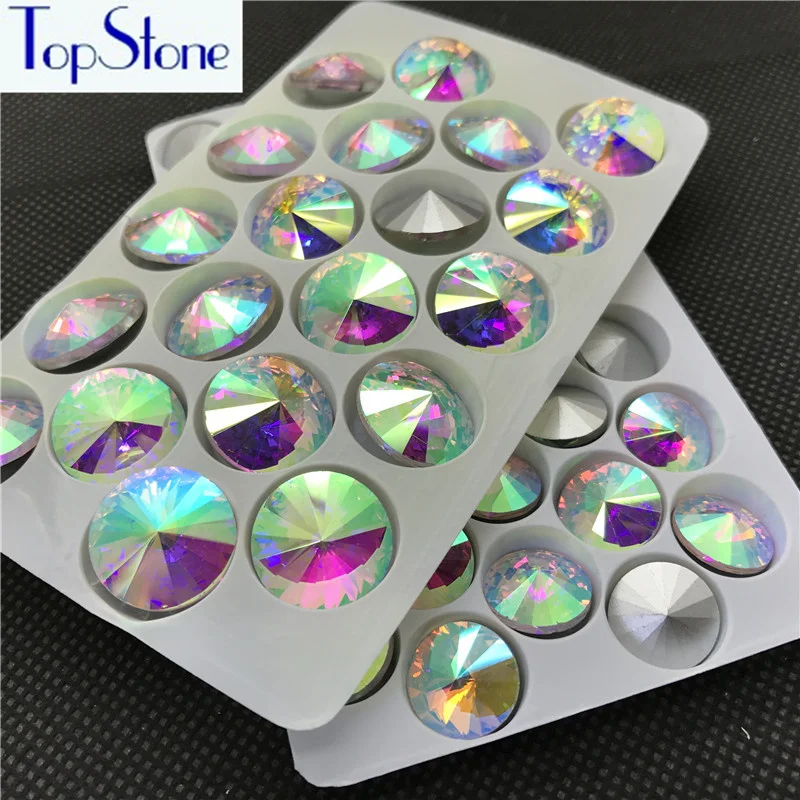 TopStone Clear AB Color 6,8,10,12,14,16,18mm RIVOLI CRYSTAL POINTED BACK Rhinestones Round Glass Stone for Dress Making
TopStone Clear AB Color 6,8,10,12,14,16,18mm RIVOLI CRYSTAL POINTED BACK Rhinestones Round Glass Stone for Dress Making