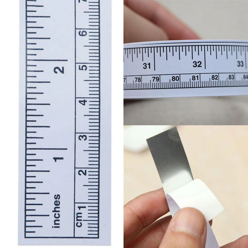 1 x 45/90 cm Vinyl Silver Self Adhesive Metric Measure Tape Rulers Sewing Machine Sticker