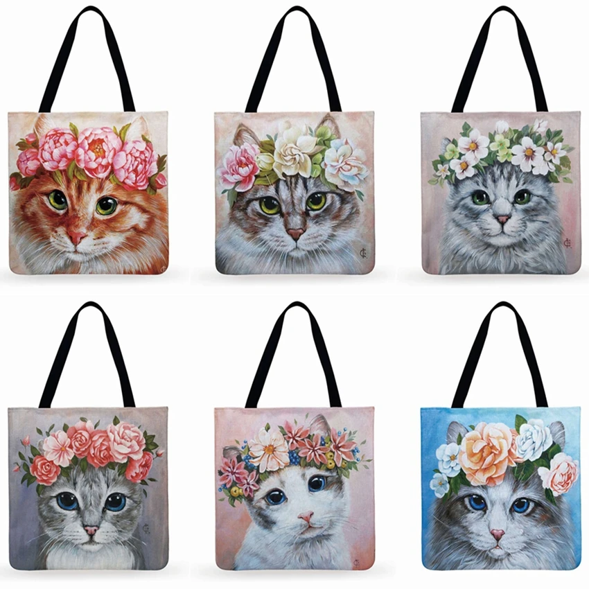 Reusable Shopping Bag Cat In Flower Printed Tote Bag Ladies Shoulder Bag Linen Fabric Bag Outdoor Beach Bag Daily Hand Bag
Reusable Shopping Bag Cat In Flower Printed Tote Bag Ladies Shoulder Bag Linen Fabric Bag Outdoor Beach Bag Daily Hand Bag