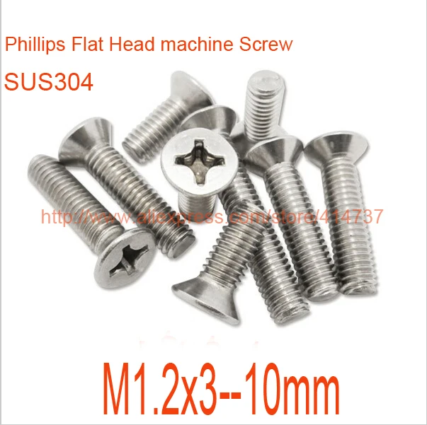 100pcs/lot DIN965 M1.2 Stainless Steel A2 Machine Phillip Flat Head Cross Recessed Countersunk head Screw Length 3mm--10mm 
100pcs/lot DIN965 M1.2 Stainless Steel A2 Machine Phillip Flat Head Cross Recessed Countersunk head Screw Length 3mm--10mm