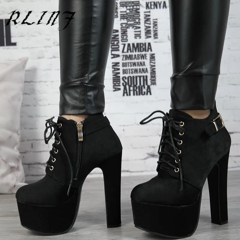RLINF 2018 Autumn and Winter Boots Short Boots Thick with Super High Heel Lacing High 14CM Shoes
RLINF 2018 Autumn and Winter Boots Short Boots Thick with Super High Heel Lacing High 14CM Shoes