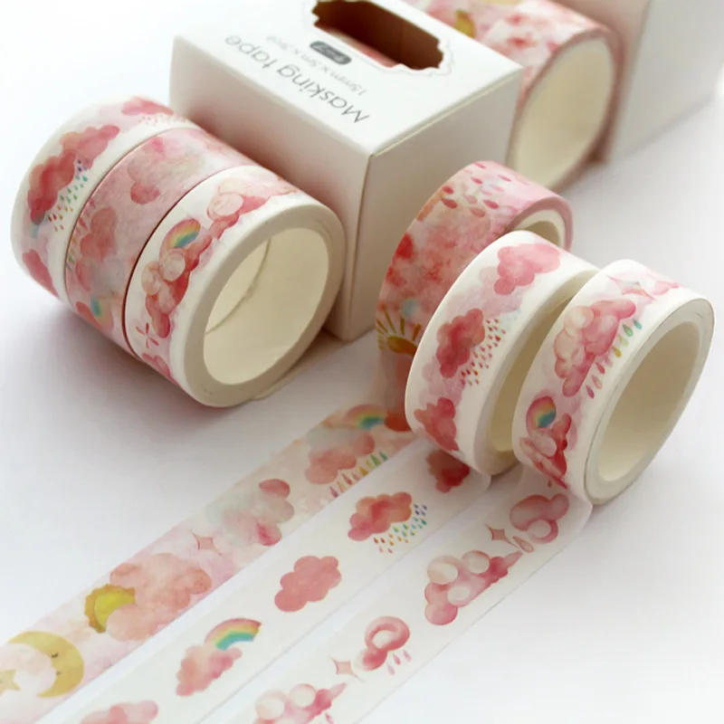 

3 pcs/pack weather cloud Rainbow Kawaii Planner Handbook Decorative Paper Washi Masking Tape set School Supplies Stationery