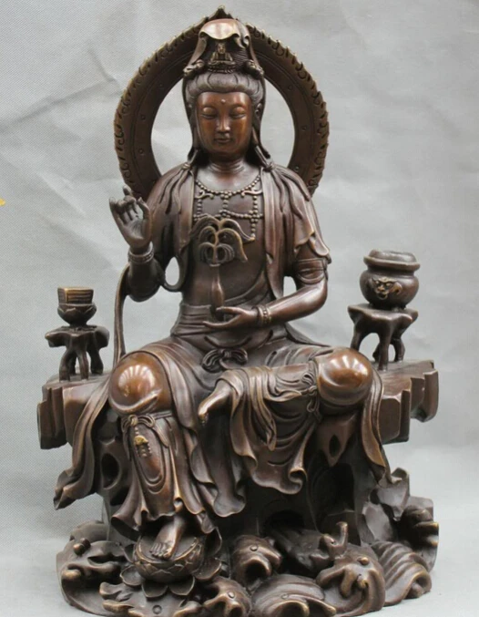 JP S0524 16" Chinese Buddhism Bronze Seat Kwan-yin Guan Yin Goddess Bottle Vase Statue
JP S0524 16" Chinese Buddhism Bronze Seat Kwan-yin Guan Yin Goddess Bottle Vase Statue