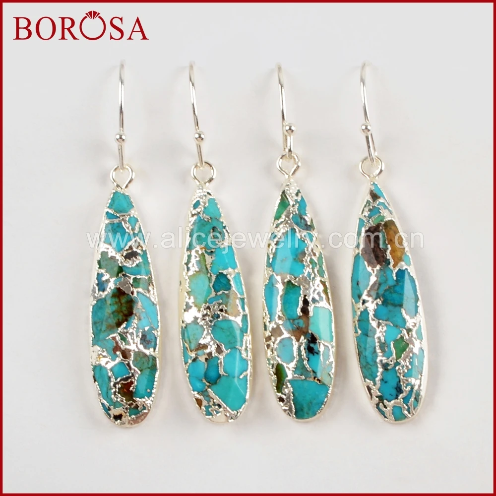 BOROSA 5Pairs Teardrop Silver Color Natural Copper Turquoises Dangle Earrings Natural Blue Stone Earrings for Women S1547-E
BOROSA 5Pairs Teardrop Silver Color Natural Copper Turquoises Dangle Earrings Natural Blue Stone Earrings for Women S1547-E