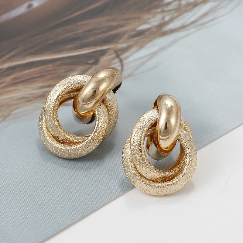 

Flashbuy 3 Color Gold Design Alloy Earrings For Women Twist Geometric Exaggeration Earrings Style Fashion Jewelry Accessories