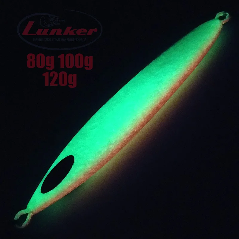 Lunker вертикальный металлический джиг 80 г 100 120 Светящиеся в темноте крючок с