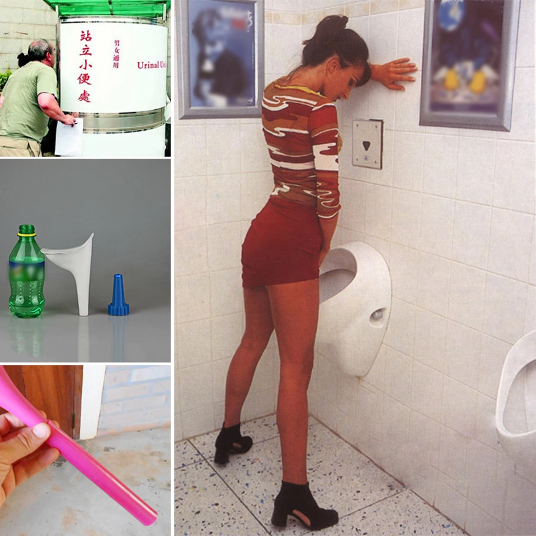Shemale using urinal