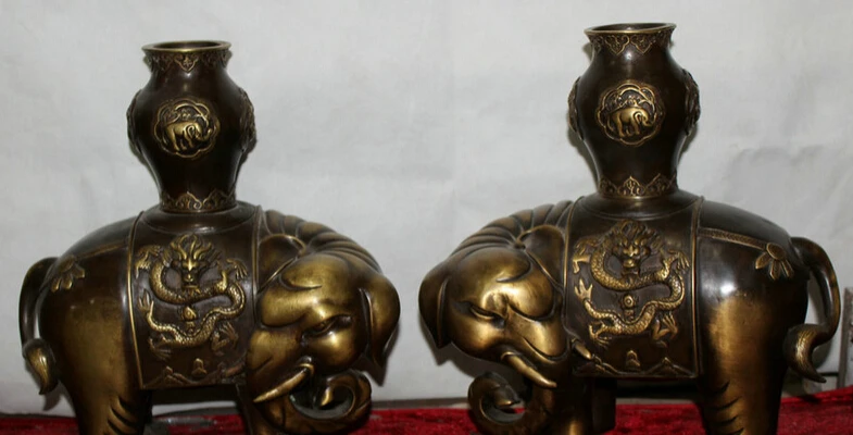 JP S0524 13 Chinese Dynasty Palace Bronze dragon Fu elephant Zun Bottle Statue pair
JP S0524 13 Chinese Dynasty Palace Bronze dragon Fu elephant Zun Bottle Statue pair