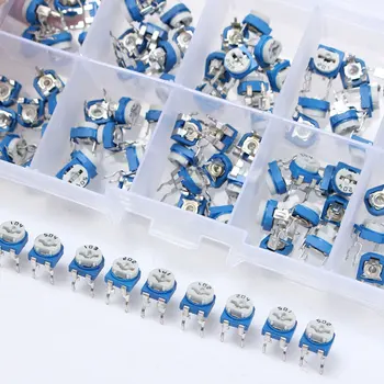 NEW 100pcs 100 ohm-500K ohm Variable Resistor Potentiometer Rheostat Trimpot Trimmer Passive Components
NEW 100pcs 100 ohm-500K ohm Variable Resistor Potentiometer Rheostat Trimpot Trimmer Passive Components