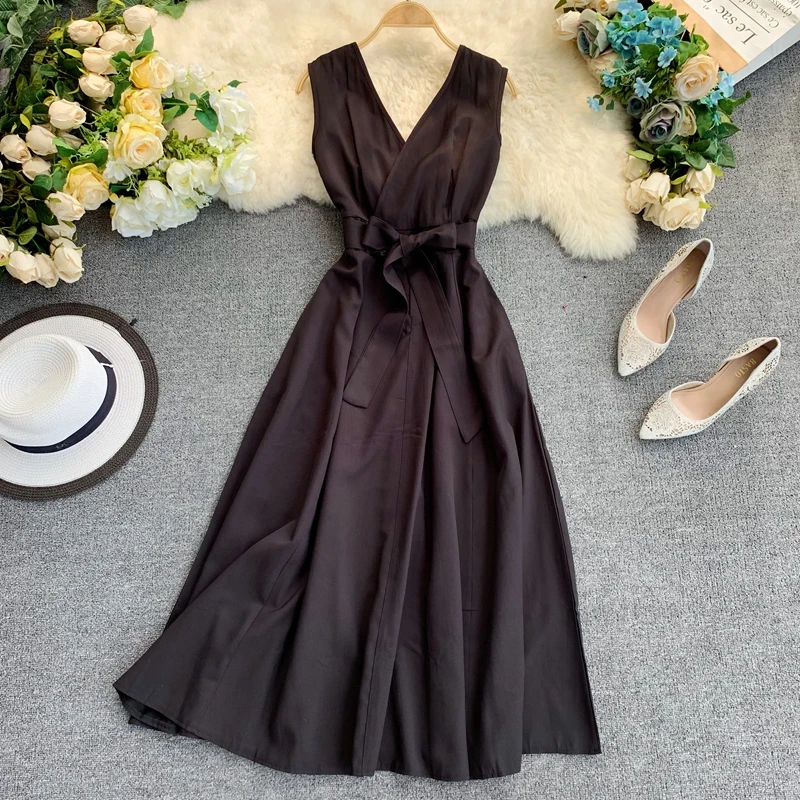 Solid Slim Sexy V Neck Bandage Summer Midi Long Dress Basic Backless Party Women Casual Tank Sundress Elegant Tie Beach Vestidos
Solid Slim Sexy V Neck Bandage Summer Midi Long Dress Basic Backless Party Women Casual Tank Sundress Elegant Tie Beach Vestidos