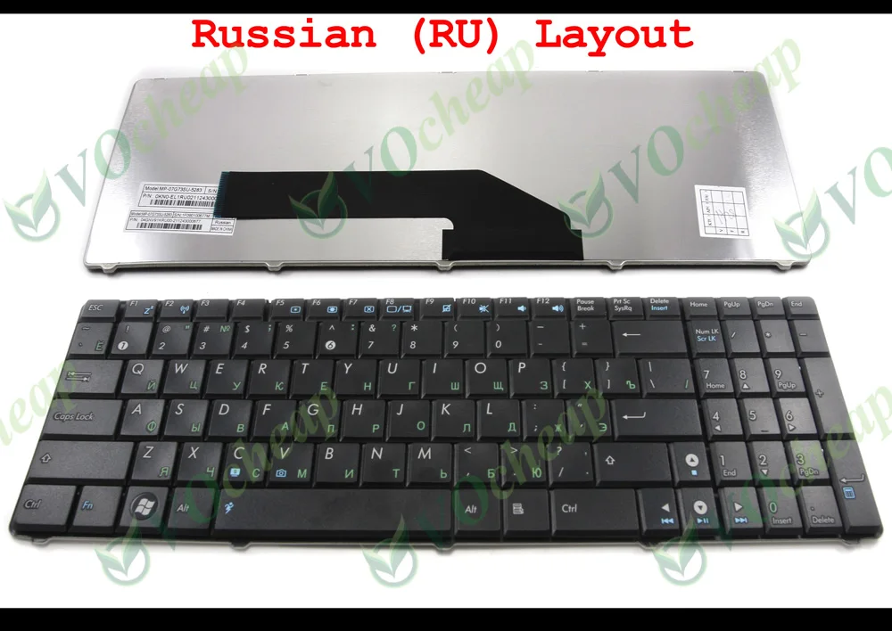 Клавиатура для ноутбука ASUS K50AB K50AD K50AF K50C K50IN K50IJ K61IC K70 K70AB K70AC K70IC K70IJ K70Io F52q X70I черная