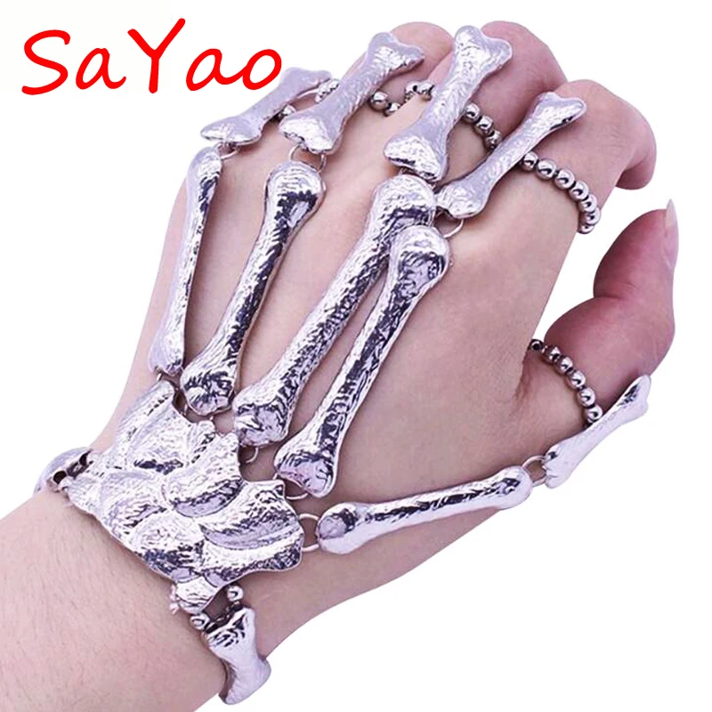 SaYao 1 Piece Gothic Punk Skull Finger Bracelets Elastic Skeleton Bone Hand Bracelet Bangles Christmas Halloween Gift Women Men
SaYao 1 Piece Gothic Punk Skull Finger Bracelets Elastic Skeleton Bone Hand Bracelet Bangles Christmas Halloween Gift Women Men