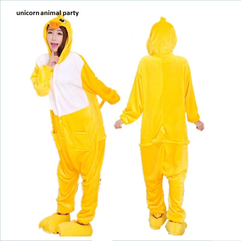 Unisex Adult Hoodie Onesies Yellow Duck Cosplay Costume Halloween Xmas Pajamas