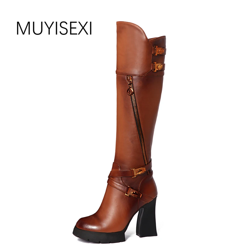 MUYISEXI Genuine Leather+PU High Heel Platform Women Motorcycle Boots Winter Shorts Plush Long Knee High boots 34-39 BLD02
MUYISEXI Genuine Leather+PU High Heel Platform Women Motorcycle Boots Winter Shorts Plush Long Knee High boots 34-39 BLD02