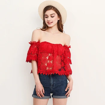 Women Casual Lace hollow out tops 2018 summer Ladies Sexy Blouse White Slash neck floral Lace blouse
Women Casual Lace hollow out tops 2018 summer Ladies Sexy Blouse White Slash neck floral Lace blouse