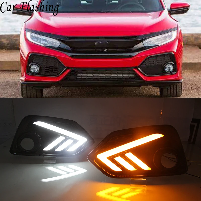 Car Flashing 2 Pcs For Honda Civic 10th hatchback 2016 2017 2018 Auto LED DRL Daytime Running Lights with yellow turn signal
Car Flashing 2 Pcs For Honda Civic 10th hatchback 2016 2017 2018 Auto LED DRL Daytime Running Lights with yellow turn signal