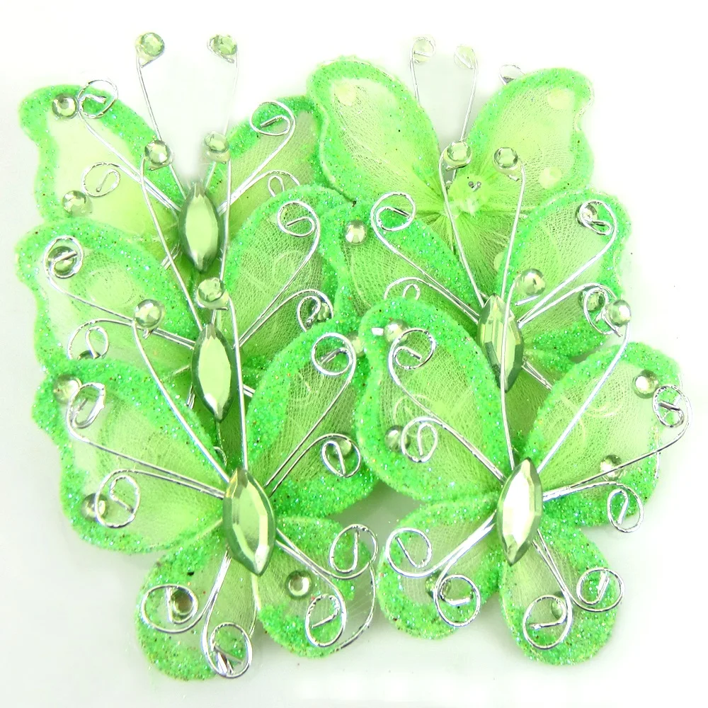 10Pcs 2 " green organza nylon mesh butterflies with wire & rhinestones glitter for wedding party Decorations
10Pcs 2 " green organza nylon mesh butterflies with wire & rhinestones glitter for wedding party Decorations