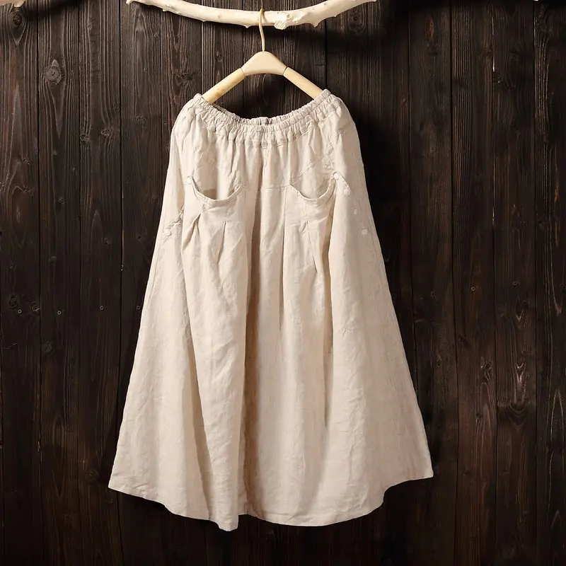 Runback Basic Solid A-line Skirts Women White Plus Size Pockets 100% Linen High Waist Skirt Elastic Waist Moda Mujer 2019 Autumn
Runback Basic Solid A-line Skirts Women White Plus Size Pockets 100% Linen High Waist Skirt Elastic Waist Moda Mujer 2019 Autumn
