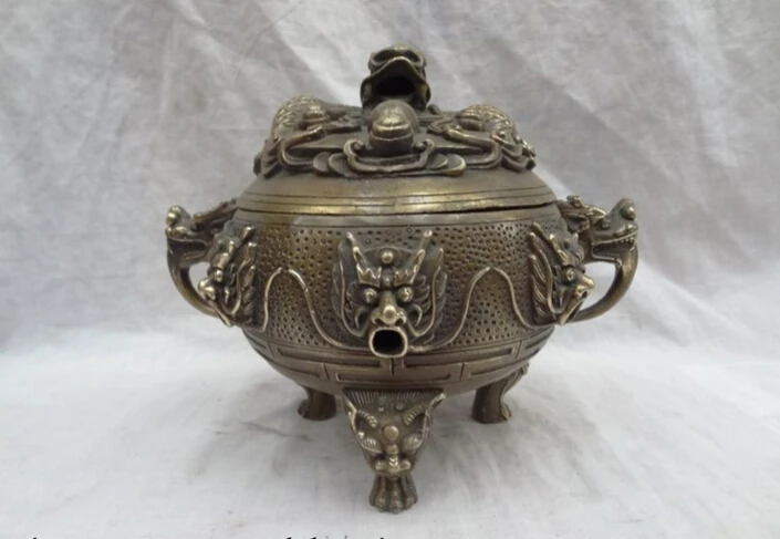 song voge gem S4262 8" Chinese Bronze Buddhism Tibet Dragon Head Ball Statue Incense Burner Censer
song voge gem S4262 8" Chinese Bronze Buddhism Tibet Dragon Head Ball Statue Incense Burner Censer