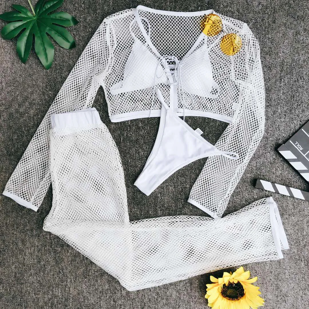 4 Piece Swimsuit Women's Micro Bikini 2019 Beach Cover Up Fishnet See Through Mesh Crop Top Long Pants Brazilian Solid Swimwear
4 Piece Swimsuit Women's Micro Bikini 2019 Beach Cover Up Fishnet See Through Mesh Crop Top Long Pants Brazilian Solid Swimwear