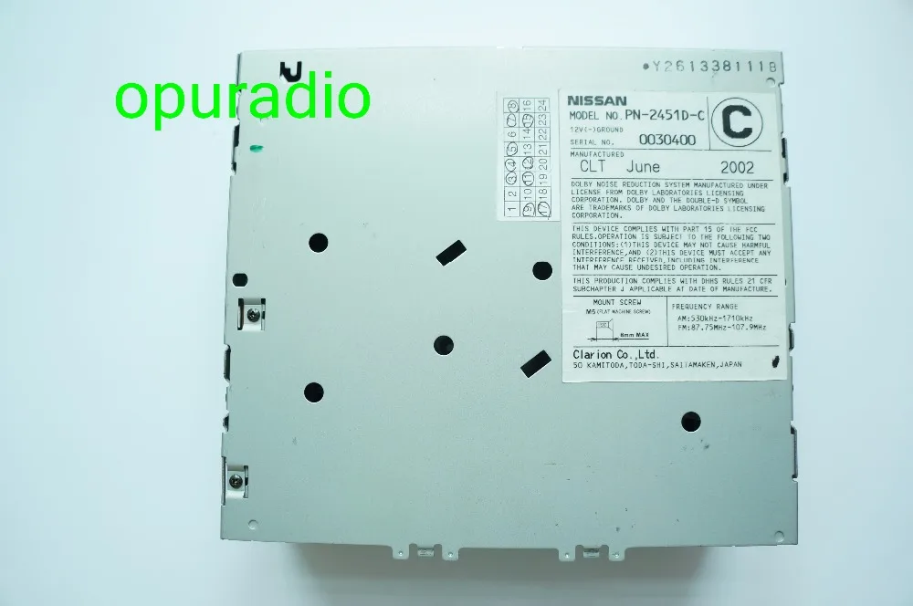 100%New original Clarion 6-Disc CD changer mechanism without MP3 exactly PCB for NiS-san 350Z car radio Tuner AUX sound system
100%New original Clarion 6-Disc CD changer mechanism without MP3 exactly PCB for NiS-san 350Z car radio Tuner AUX sound system