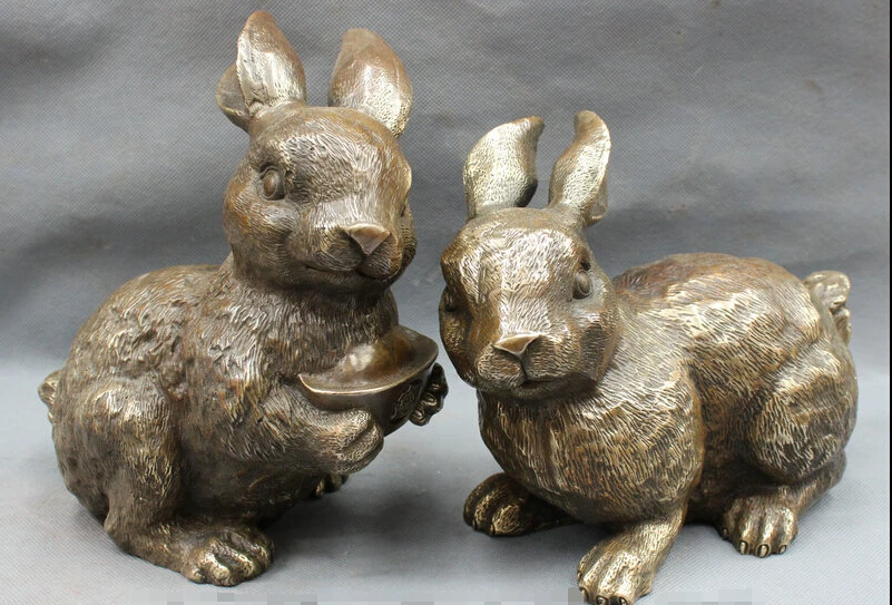 hui88K781<<<8" Chinese Bronze Copper Animals Zodiac Wealth YuanBao Lovely Rabbit Statue Pair
hui88K781<<<8" Chinese Bronze Copper Animals Zodiac Wealth YuanBao Lovely Rabbit Statue Pair
