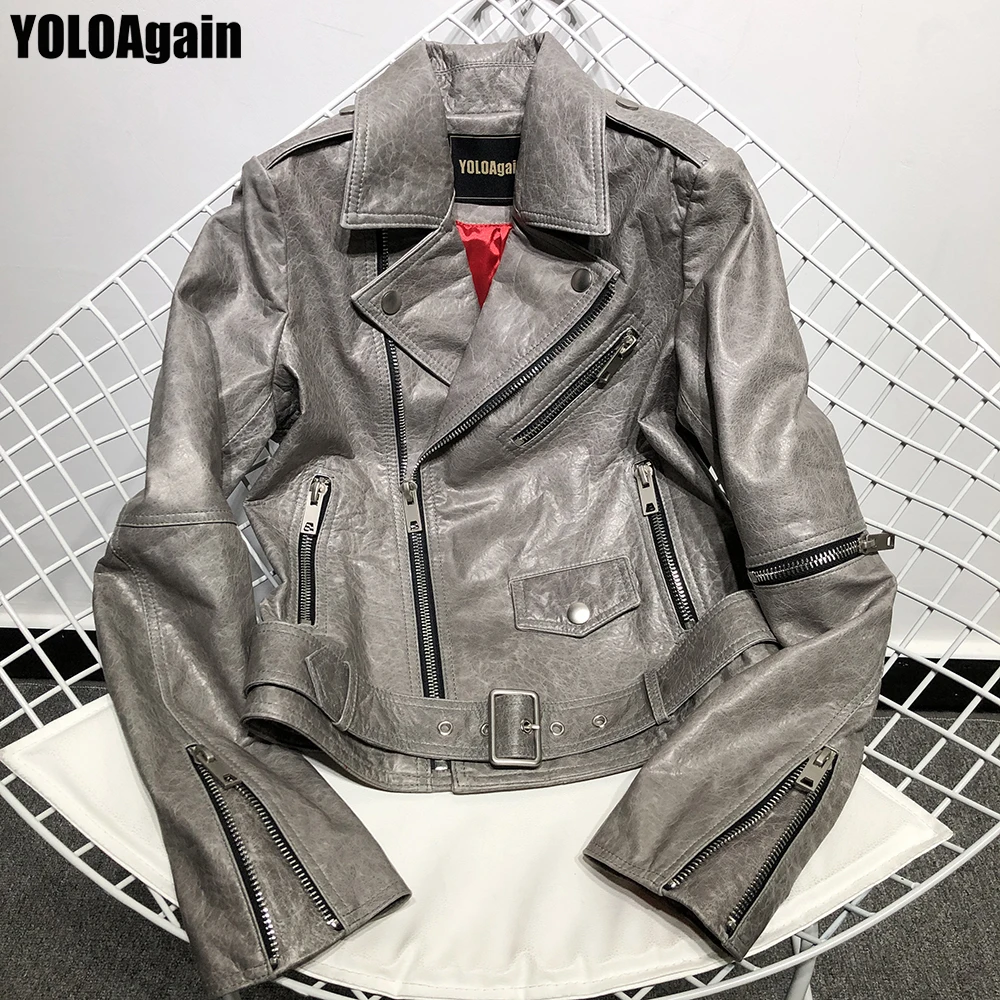 YOLOAgain women genuine leather jacket ladies high street zipper long sleeve real leather jacket
YOLOAgain women genuine leather jacket ladies high street zipper long sleeve real leather jacket