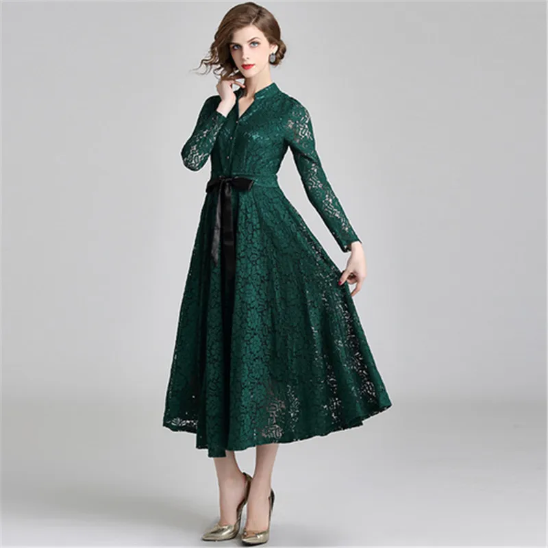 MSSNNG Autumn Bow Lace Dresses Women Hollow Out V-Neck Stitching Vestidos Work Casual Slim Sexy A-line Vintage Party Dress
MSSNNG Autumn Bow Lace Dresses Women Hollow Out V-Neck Stitching Vestidos Work Casual Slim Sexy A-line Vintage Party Dress