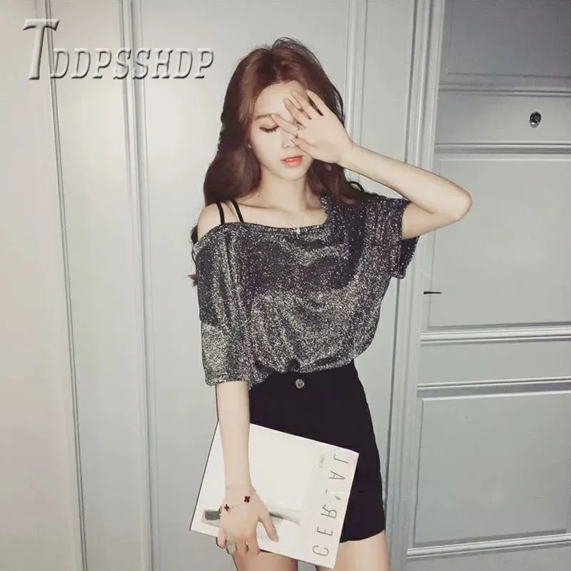 Summer Expose Shoulder Women T Shirt Bling Casual Short Sleeve Grey and Pink Color Female Tee Shirts
Summer Expose Shoulder Women T Shirt Bling Casual Short Sleeve Grey and Pink Color Female Tee Shirts