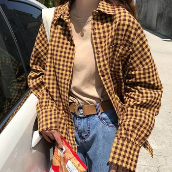 Spring Turn-down Collar Women's Shirt Plaid Camisa Feminina Casual Blusas Feminina Ver O Student Tops Women Blouses
Spring Turn-down Collar Women's Shirt Plaid Camisa Feminina Casual Blusas Feminina Ver O Student Tops Women Blouses