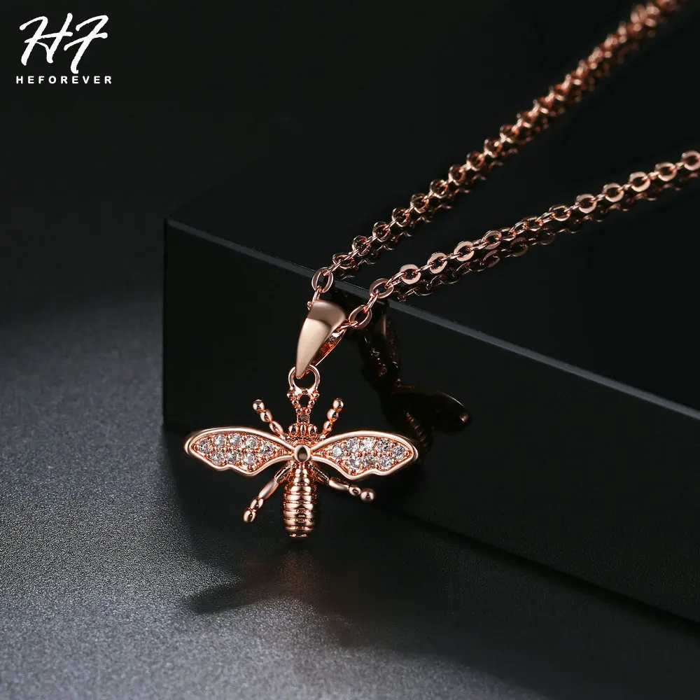 New Lovely Exquisite Handmade Little Bee Necklace For Women Cubic Zirconia Rose Gold Color Daily Party Gift Fashion Jewelry N082
New Lovely Exquisite Handmade Little Bee Necklace For Women Cubic Zirconia Rose Gold Color Daily Party Gift Fashion Jewelry N082