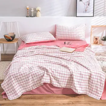 2019 Nordic Pink Plaids Stripes 4pcs Thin Summer Comforter Bedding Sets Wash Polyester Bedlinens Flat sheet Pillowcases
2019 Nordic Pink Plaids Stripes 4pcs Thin Summer Comforter Bedding Sets Wash Polyester Bedlinens Flat sheet Pillowcases