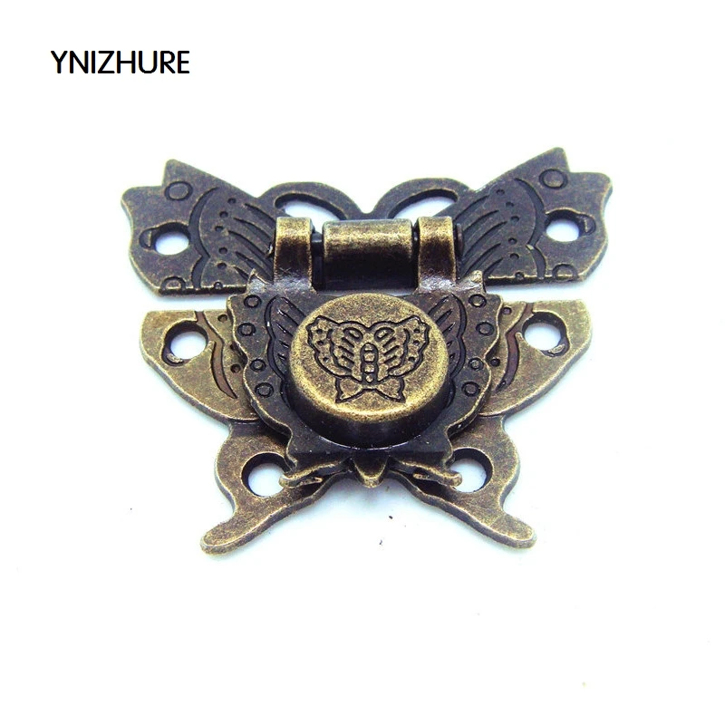 

20pcs 51*46mm Hot Sale Wood Box Padlock Hasp Lock Antique Wooden Box Clasp Buckle Butterfly Alloy Lockbuckle Decorated