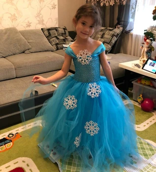 

POSH DREAM Elsa Inspired Girls Dress Birthday Princess Elsa Tutu Dress Winter Baby Girl Blue Birthday Party Kids Halloween Dress