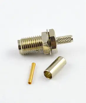 (100 pieces/lot) SMA Crimp Jack bulkhead RF coaxial connector straight nickelplated for LMR100
(100 pieces/lot) SMA Crimp Jack bulkhead RF coaxial connector straight nickelplated for LMR100
