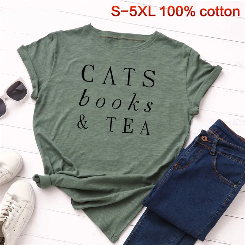 Plus Size 5XL Fashion Cats Books Letter Print T Shirt Women 100% Cotton O Neck Short Sleeve Summer T-Shirt Tops Casual Tshirt
Plus Size 5XL Fashion Cats Books Letter Print T Shirt Women 100% Cotton O Neck Short Sleeve Summer T-Shirt Tops Casual Tshirt